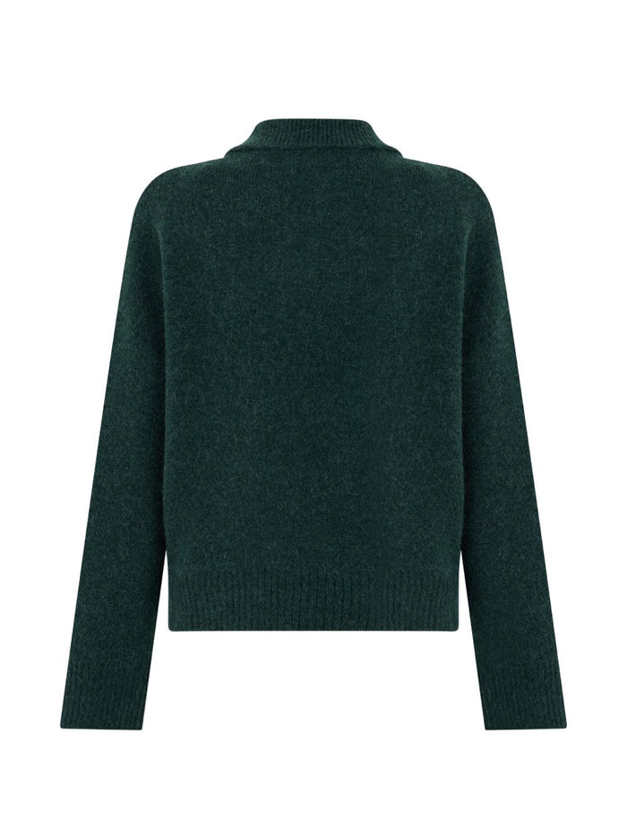 Ami Paris Polo Vert Bouteille Ecru Uomo 2