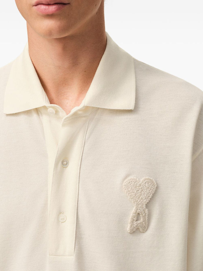 Ami Paris Men's White Heart Logo Polo Shirt 4