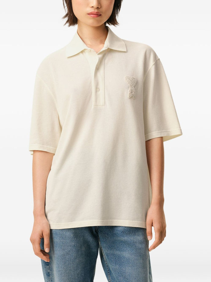 Ami Paris Men's White Heart Logo Polo Shirt 1