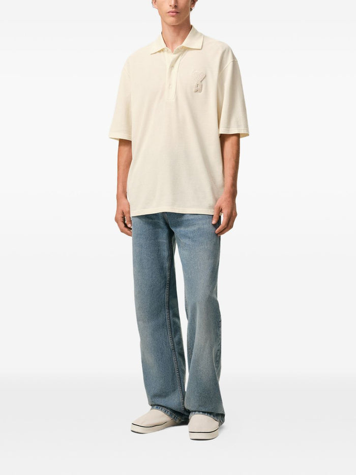 Ami Paris Men's White Heart Logo Polo Shirt 3