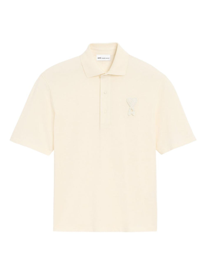 Ami Paris Men's White Heart Logo Polo Shirt 5