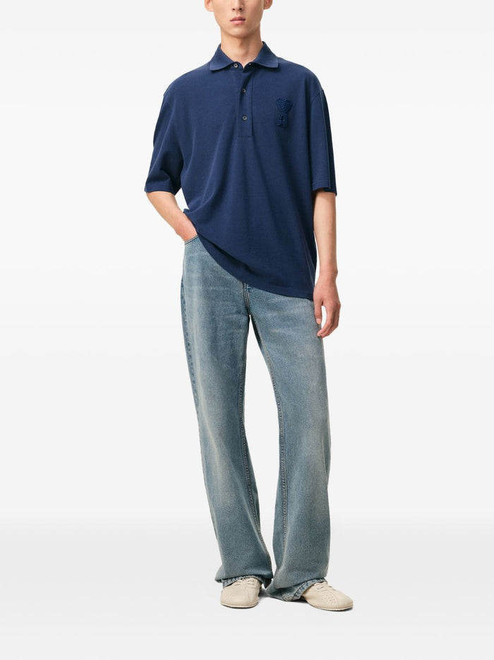 Ami Paris Polo Logo Cuore Uomo Blu 1