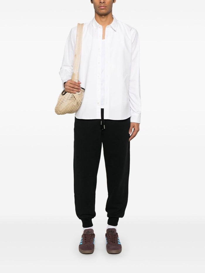 Ami Paris Uomo Camicia Bianco Micro Ricamo Cuore Bianco 1