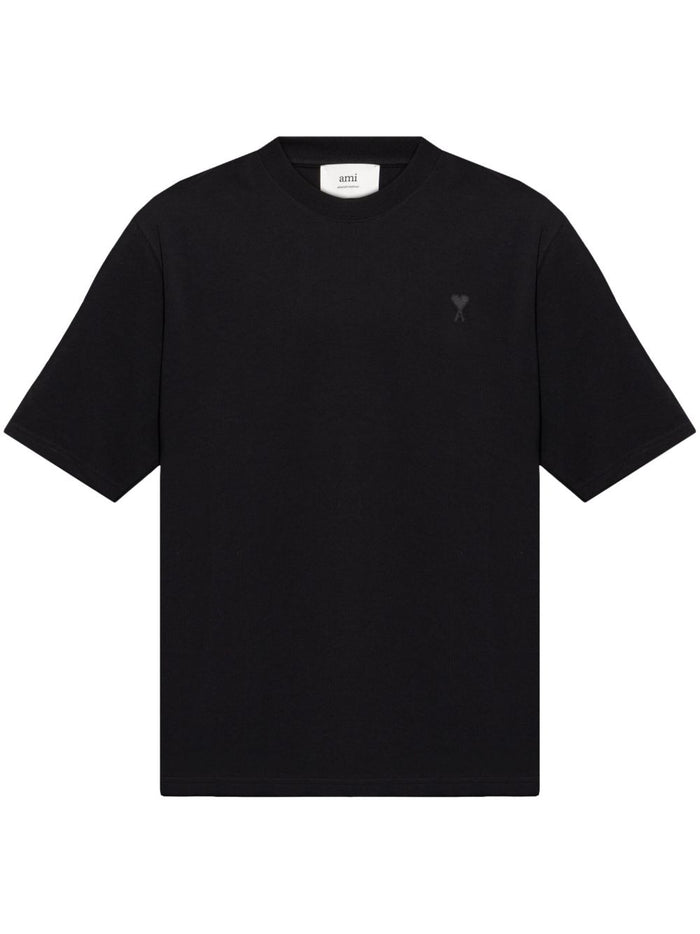 Ami Paris Uomo T-shirt Nero Cuore sul Petto 5