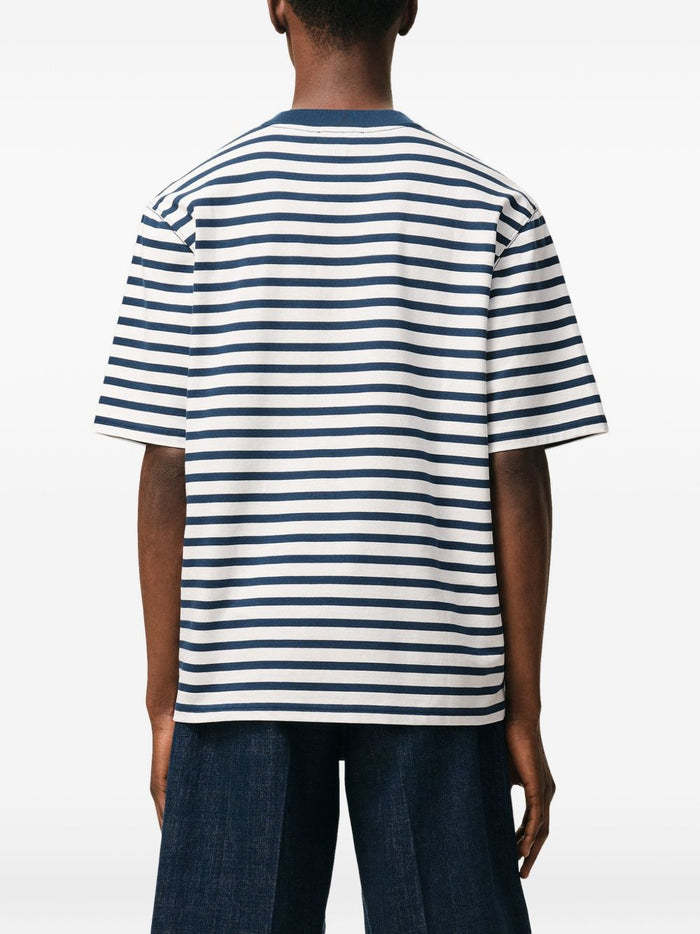 Ami Paris T-Shirt Rigata Uomo Bianco-Blu 2