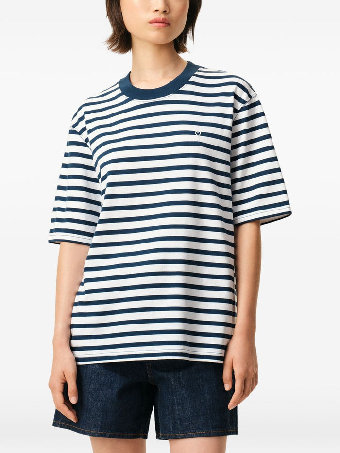 Ami Paris T-Shirt Rigata Uomo Bianco-Blu 3