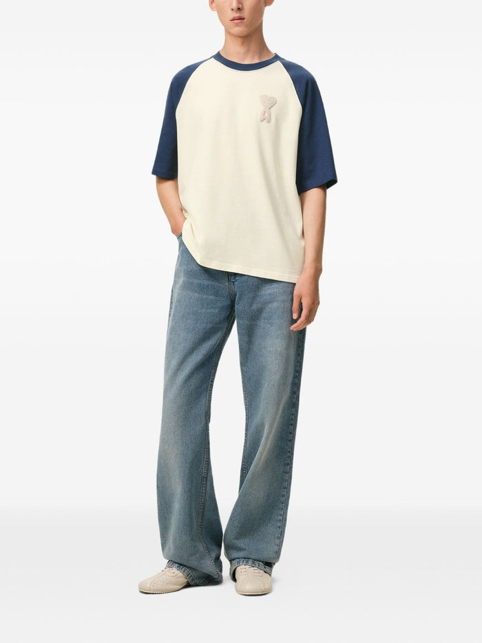 Ami Paris Men's Bicolor T-Shirt White-Blue 1