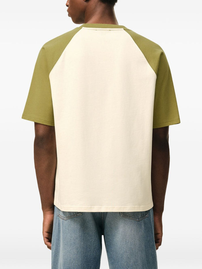 Ami Paris T-Shirt Bicolore Uomo Bianco-Verde 3