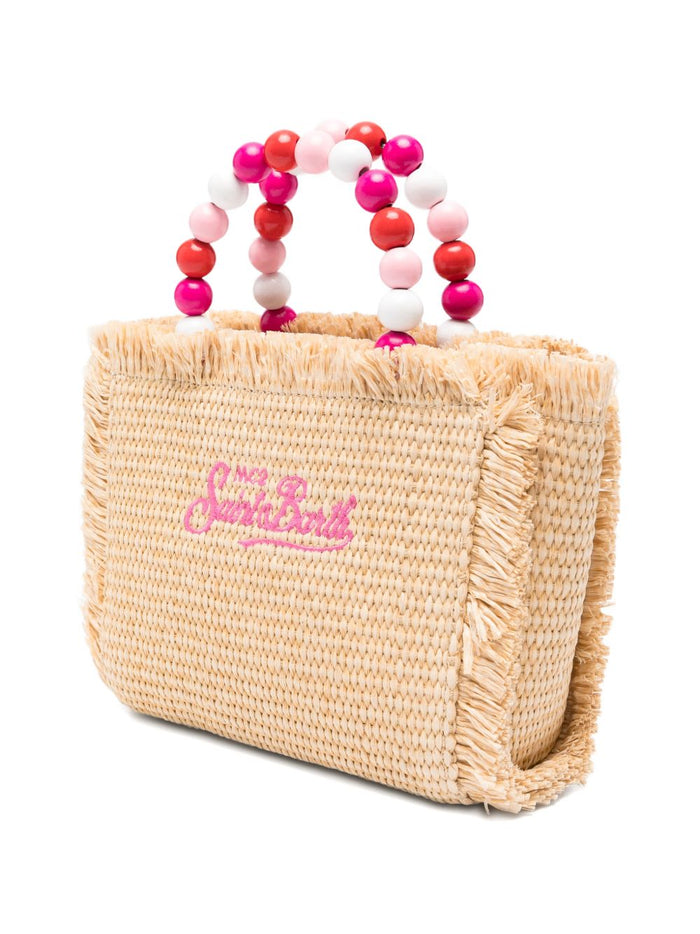 Mc2 Saint Barth Vanity Mini Straw Borsa Donna Beige-Rosa 2