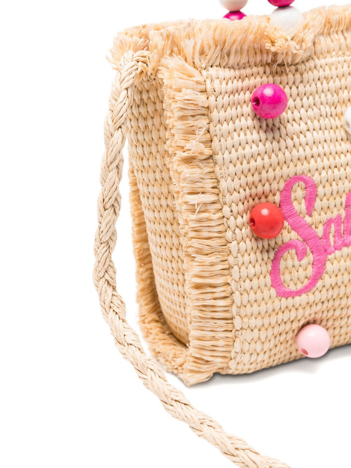 Mc2 Saint Barth Vanity Mini Straw Borsa Donna Beige-Rosa 5