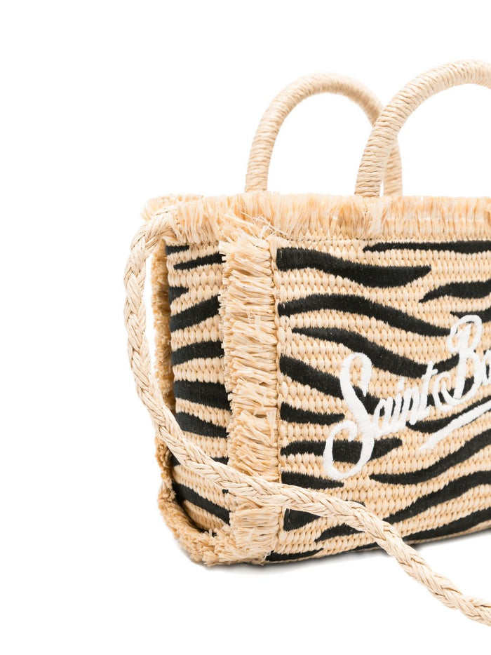 Mc2 Saint Barth Women's Zebra Striped Mini Straw Vanity Bag 2