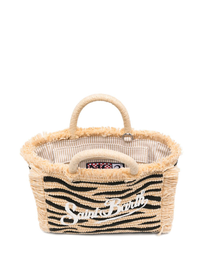 Mc2 Saint Barth Women's Zebra Striped Mini Straw Vanity Bag 3