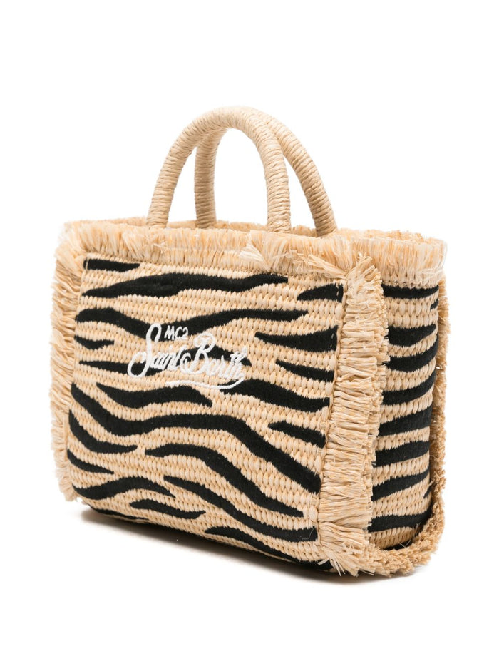 Mc2 Saint Barth Women's Zebra Striped Mini Straw Vanity Bag 4