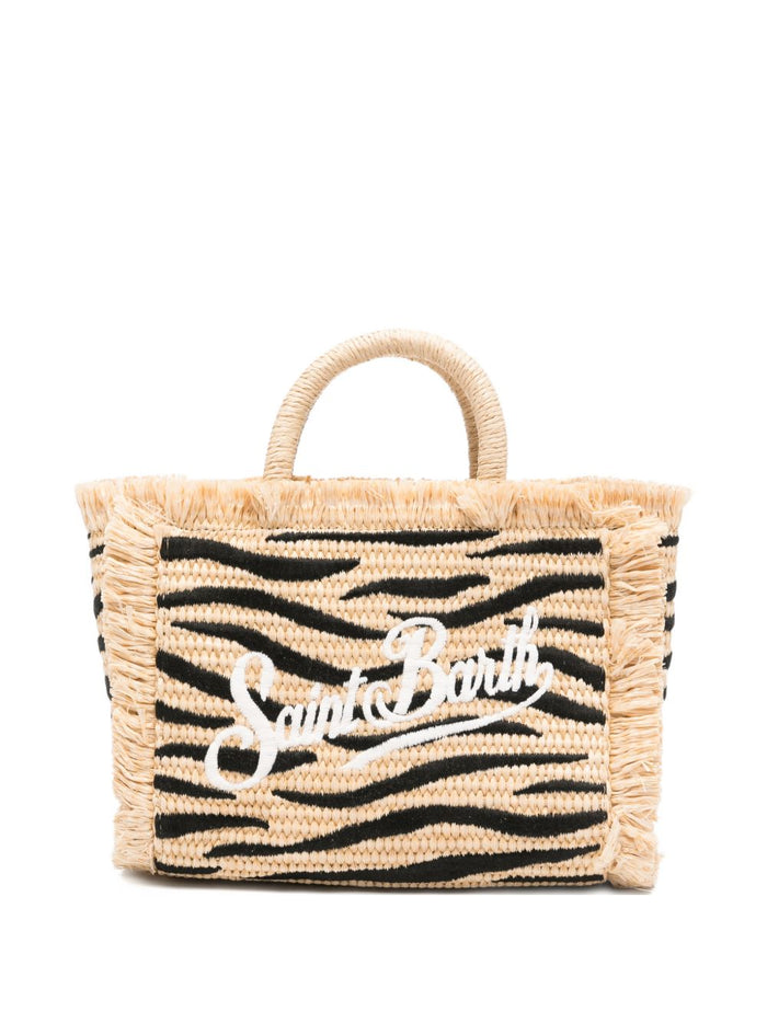 Mc2 Saint Barth Women's Zebra Striped Mini Straw Vanity Bag 1