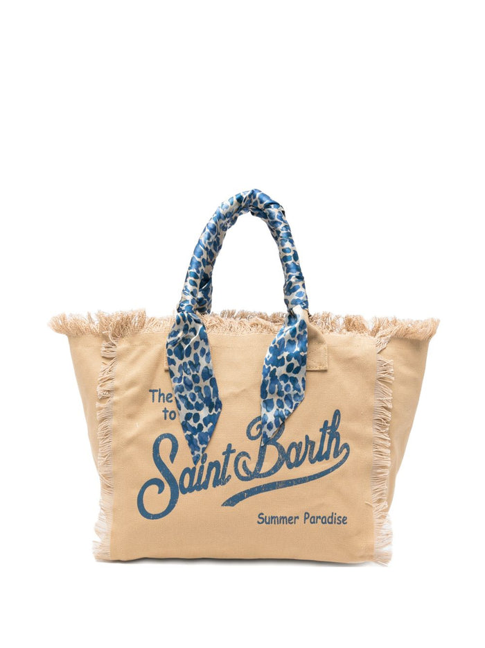 Mc2 Saint Barth Borsa Vanity Foulard Donna Beige-Blu 1