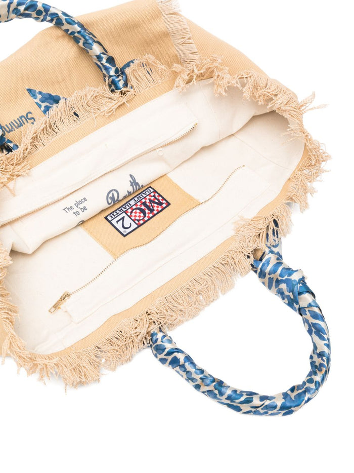Mc2 Saint Barth Borsa Vanity Foulard Donna Beige-Blu 2