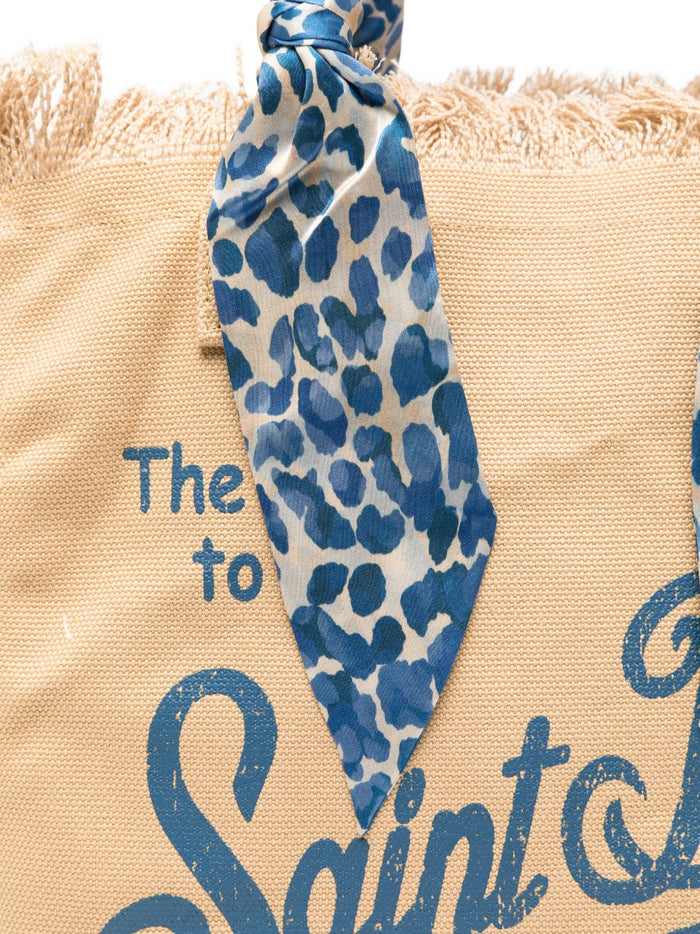 Mc2 Saint Barth Borsa Vanity Foulard Donna Beige-Blu 3