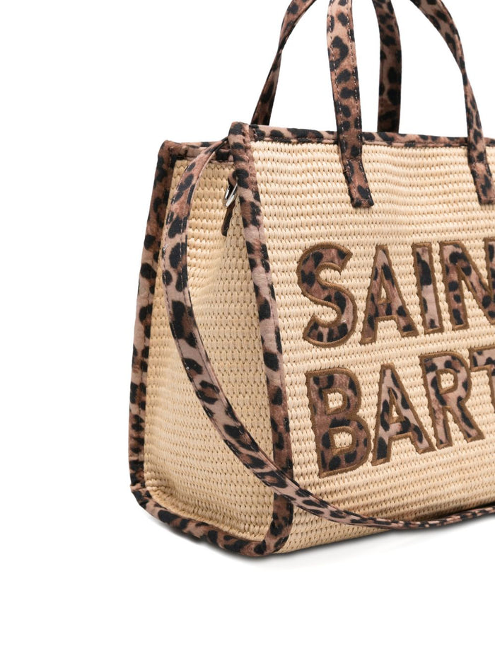 Mc2 Saint Barth Women's Vivian Mid Straw Leopard Print Bag 2