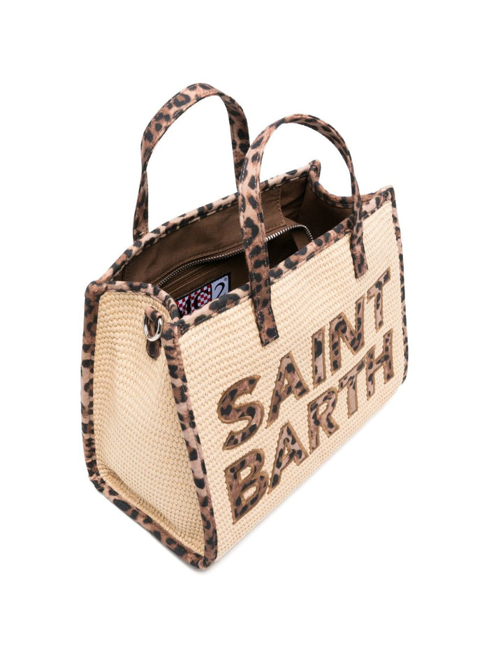 Mc2 Saint Barth Women's Vivian Mid Straw Leopard Print Bag 3