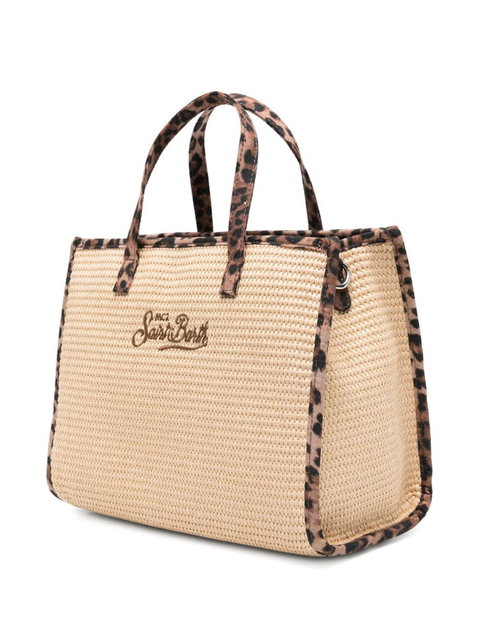 Mc2 Saint Barth Women's Vivian Mid Straw Leopard Print Bag 4