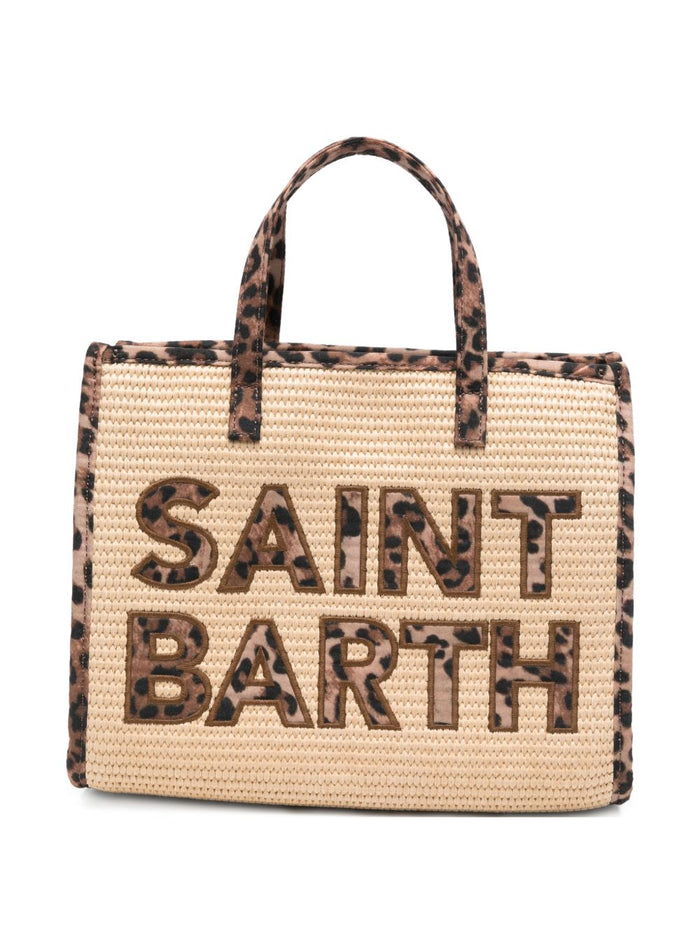 Mc2 Saint Barth Women's Vivian Mid Straw Leopard Print Bag 1