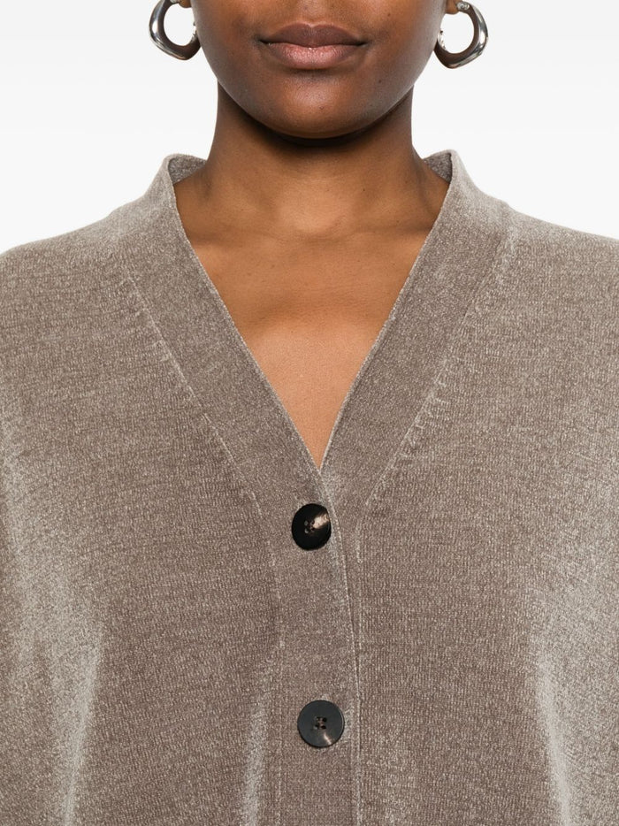 Rrd Damen-Cardigan mit gerippten Einsätzen in Braun 4