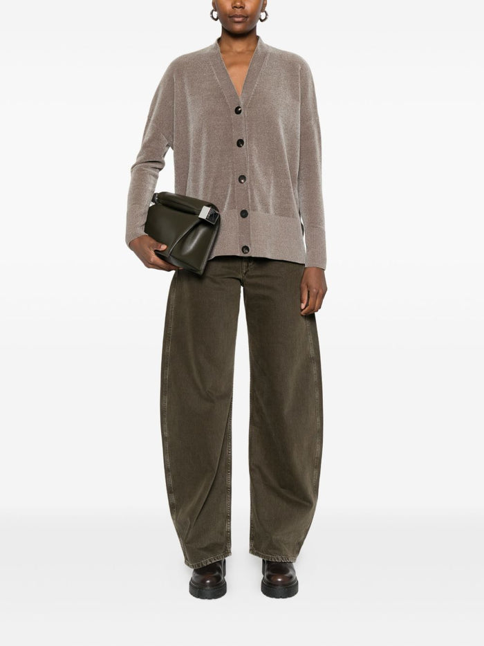 Rrd Damen-Cardigan mit gerippten Einsätzen in Braun 2