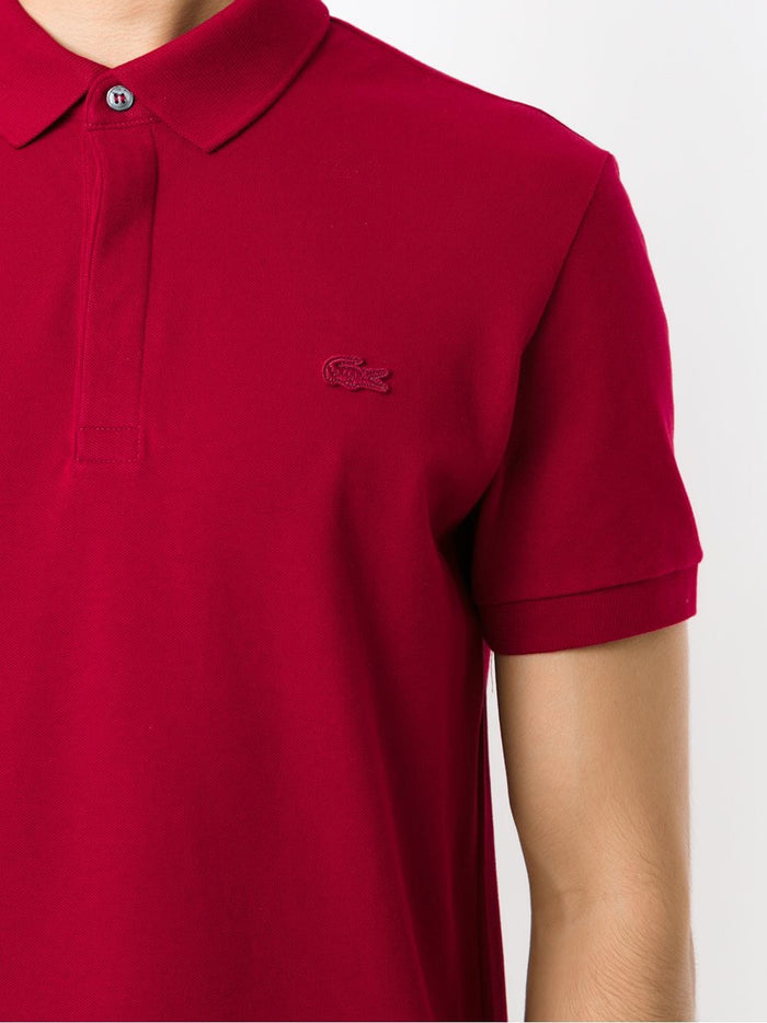 Lacoste Men's Red Polo Shirt with Tonal Crocodile Embroidery 4