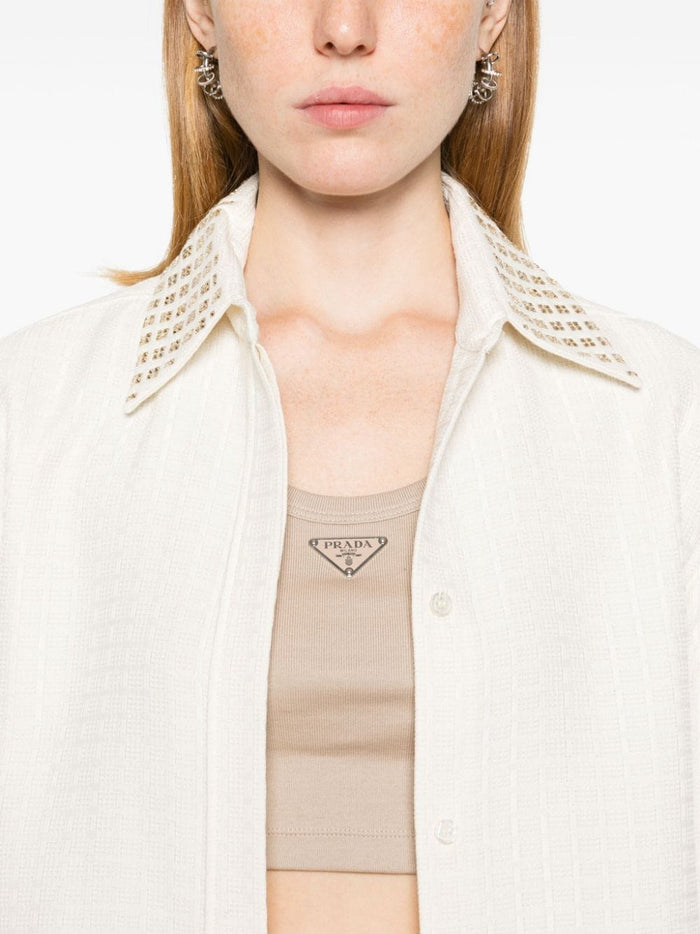 Golden Goose Camicia Bianco Donna Colletto Strass 4