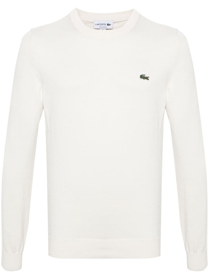 Lacoste Men's White Sweater with Crocodile Embroidery 5