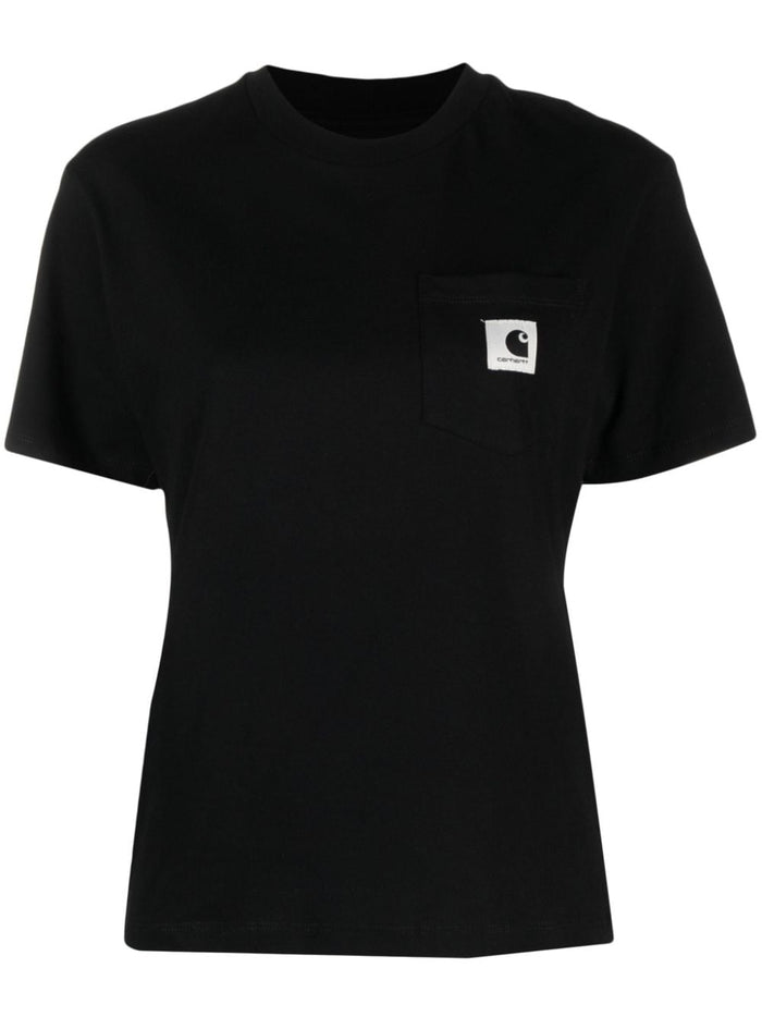 Carhartt T-shirt Black Women Pocket Logo Patch 1