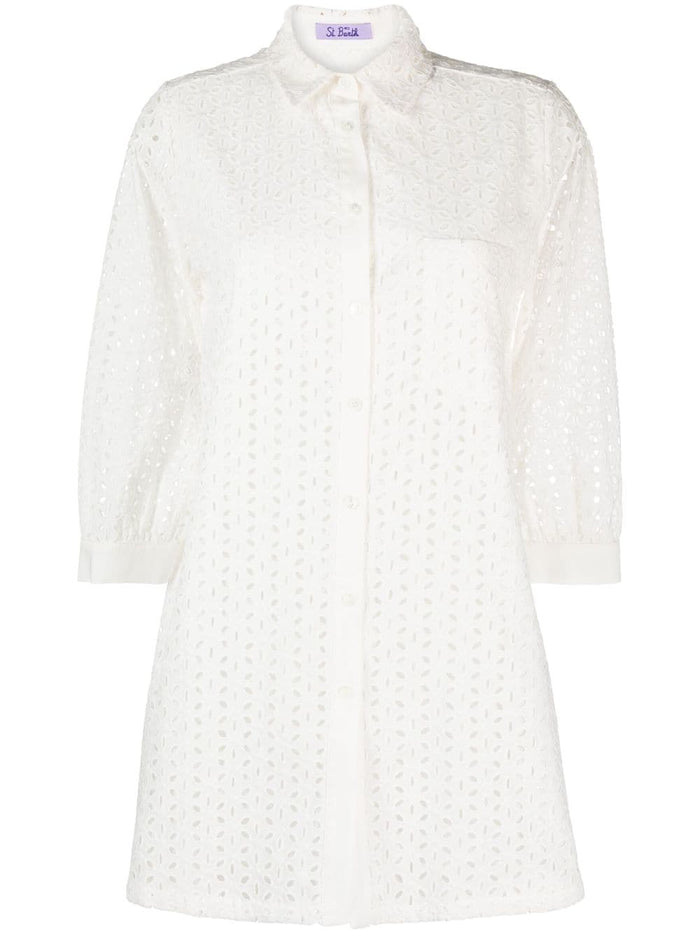 Mc2 Saint Barth White Women's Shirt with Sangallo Lace 4