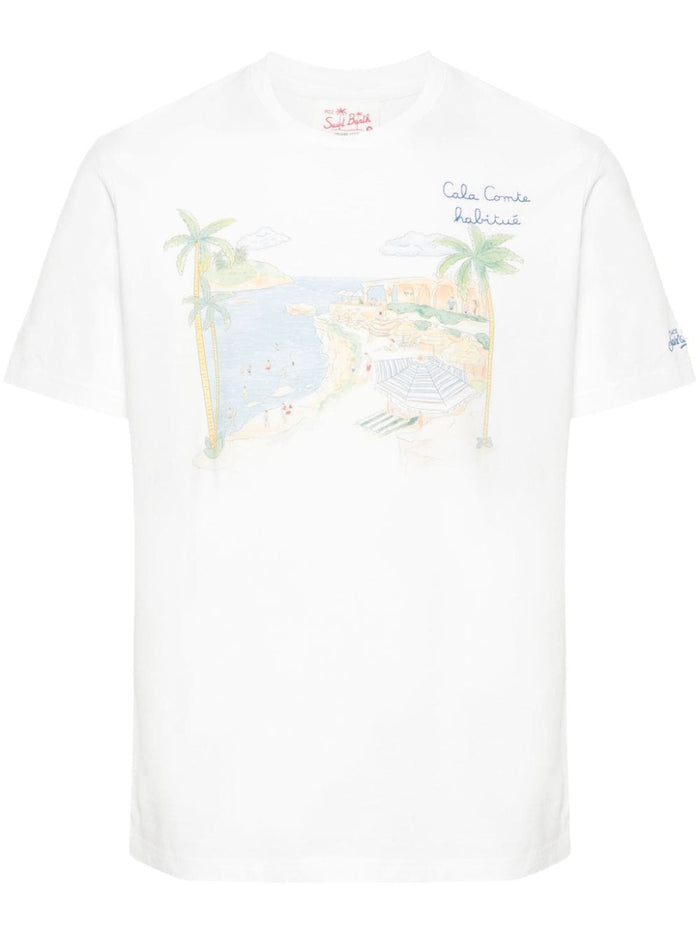 Mc2 Saint Barth Herren-T-Shirt in Weiß mit Cala Comte-Design 5