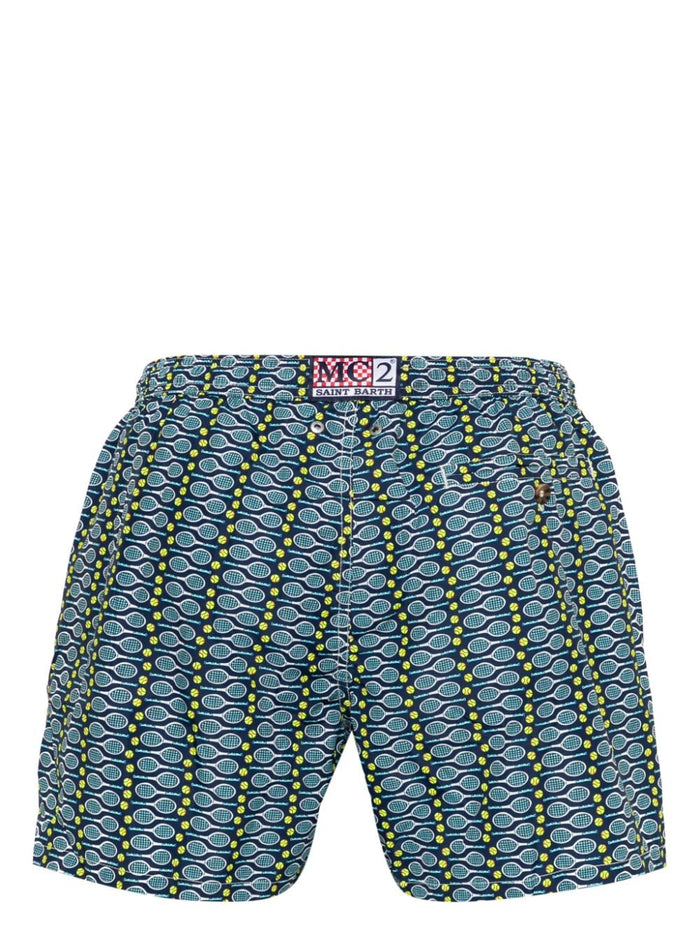 Mc2 Saint Barth Boxer Multicolore Uomo Motivo Tennis 2