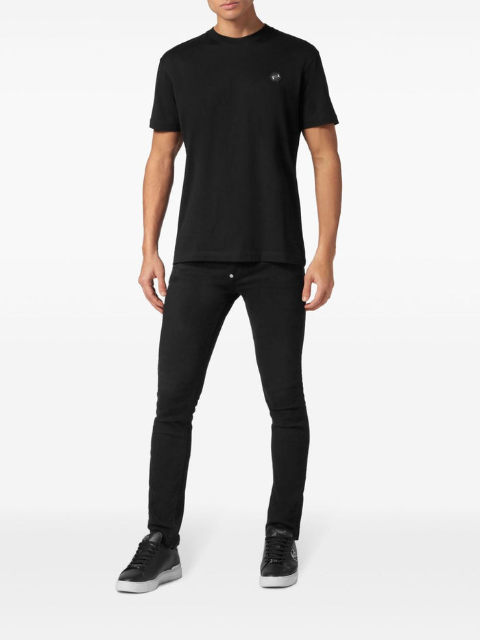 Philipp Plein T-shirt Nero Uomo Logo Strass 1