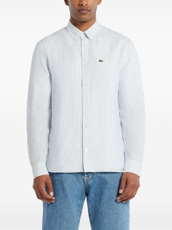 Lacoste Camicia Bianco-Celeste Uomo a Righe 2