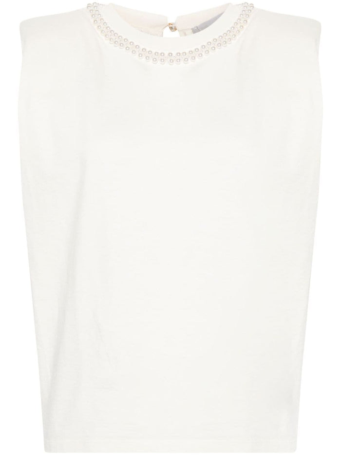 Golden Goose Deluxe Brand T-shirt Bianco Donna Strutturata Fili Perle 5