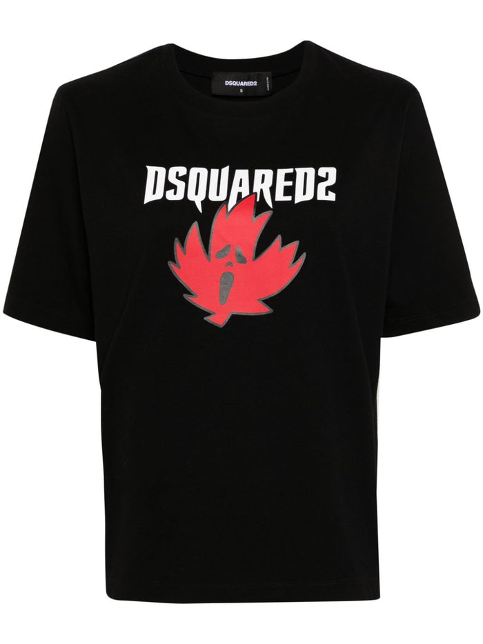 Dsquared2 Black Women's T-shirt with Leaf Logo 5