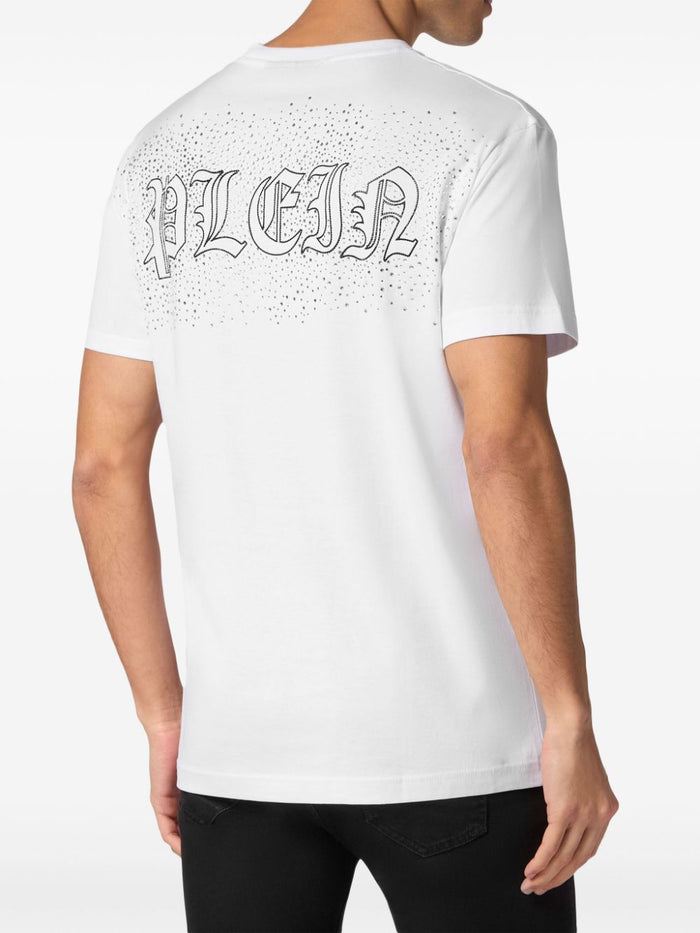 Philipp Plein T-shirt Bianco Uomo Logo Strass Retro 2