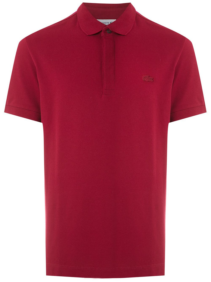 Lacoste Men's Red Polo Shirt with Tonal Crocodile Embroidery 5