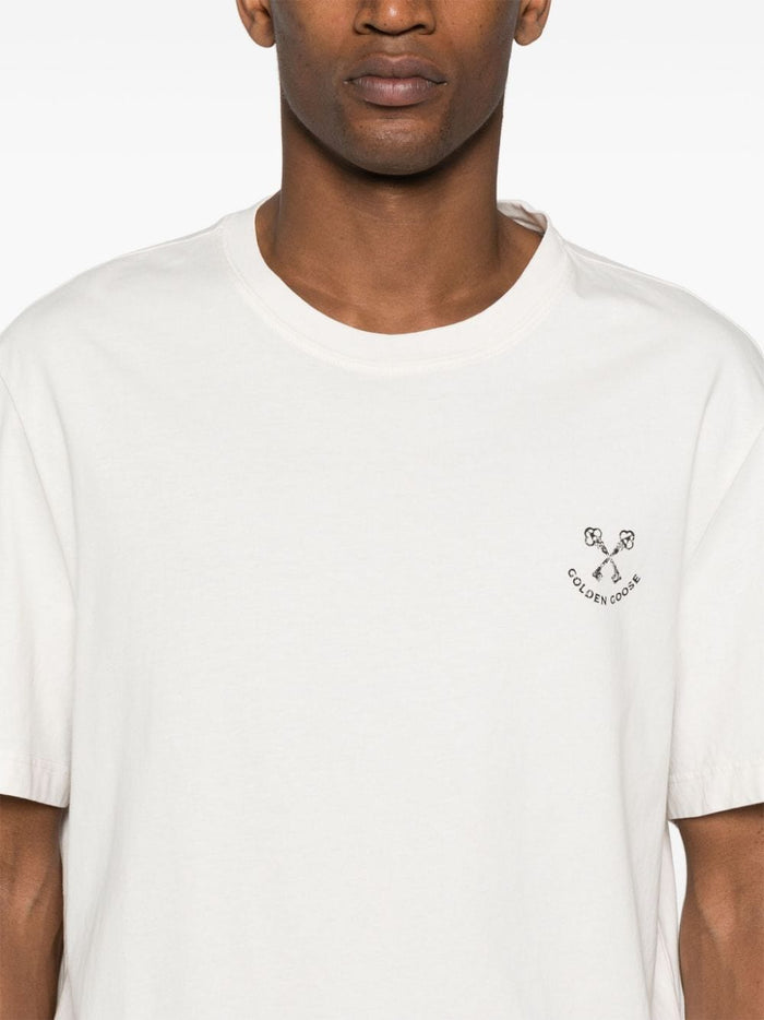 Golden Goose T-shirt Bianco Uomo Stampa Logo 4