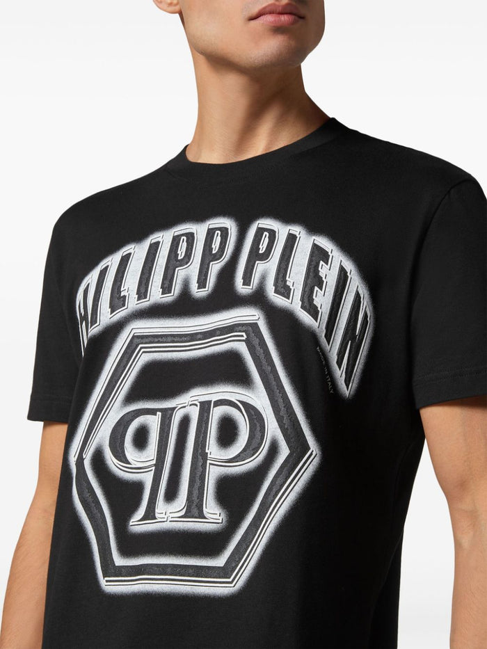 Philipp Plein T-shirt Nero Uomo Stampa Logo 3D 4