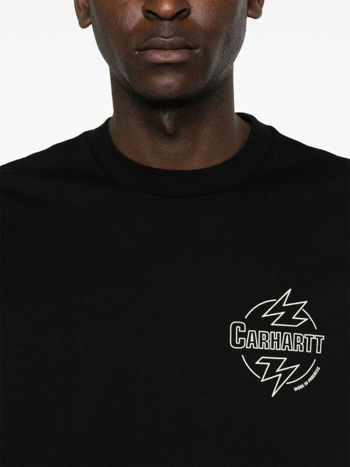 Carhartt Men's Black T-shirt Lightning Logo Print 4