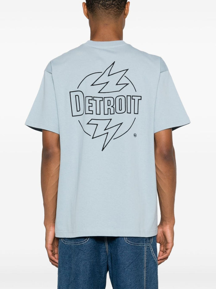 Carhartt WIP T-shirt Celeste Uomo Stampa Logo Fulmini 3