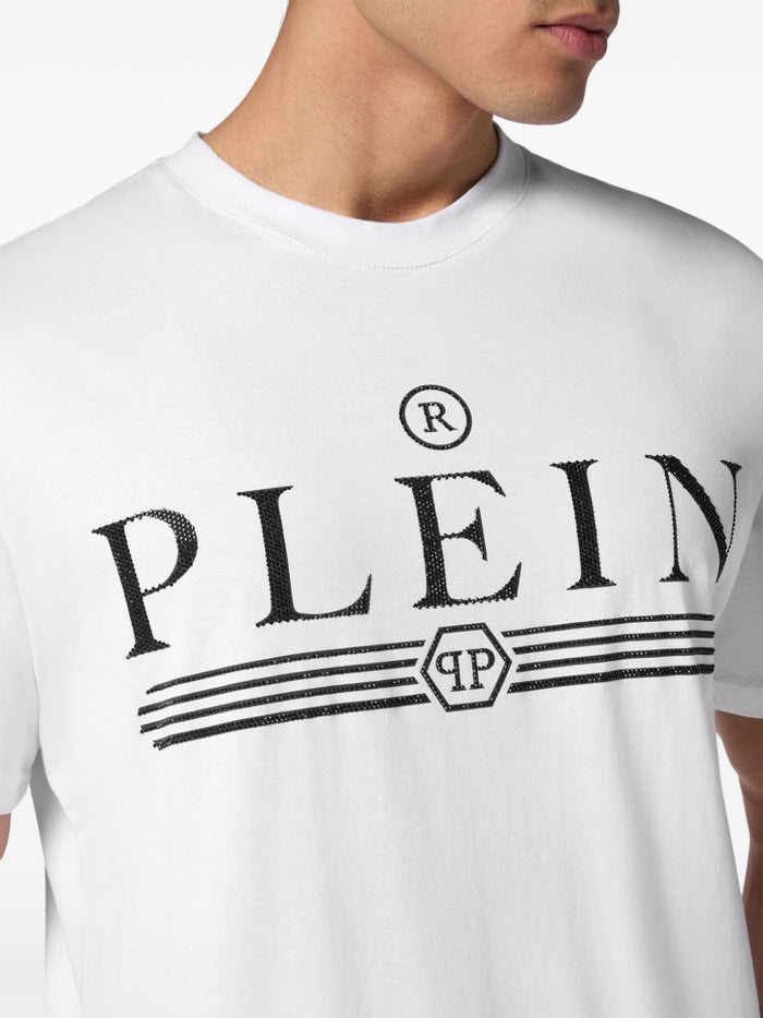 Philipp Plein T-shirt Bianco Uomo Logo Strass 4