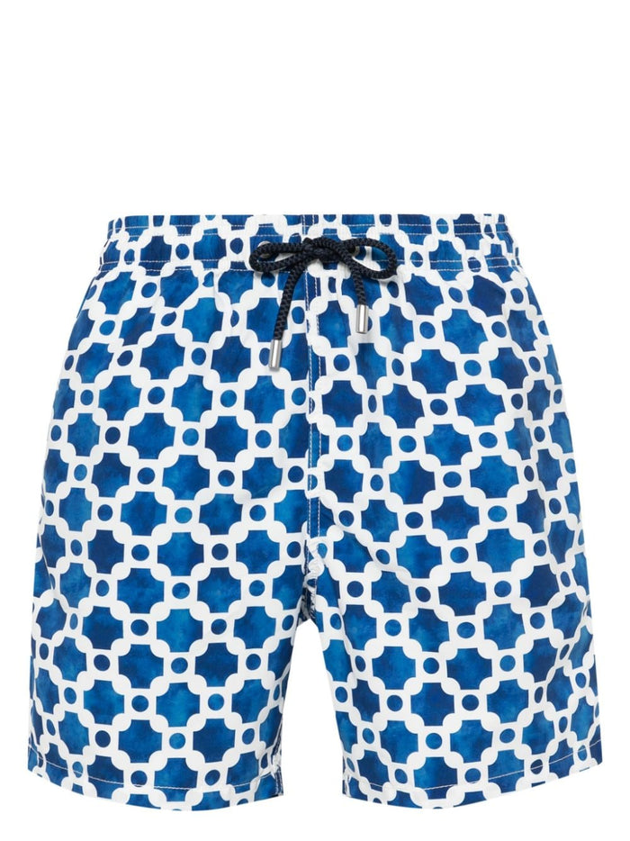 Mc2 Saint Barth Boxer White-Blue Men's Graphic Pattern 1