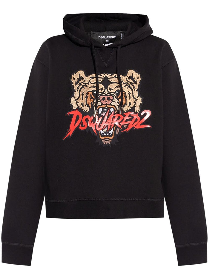 Dsquared2 Women's Black Sweatshirt Tiger Embroidery 5