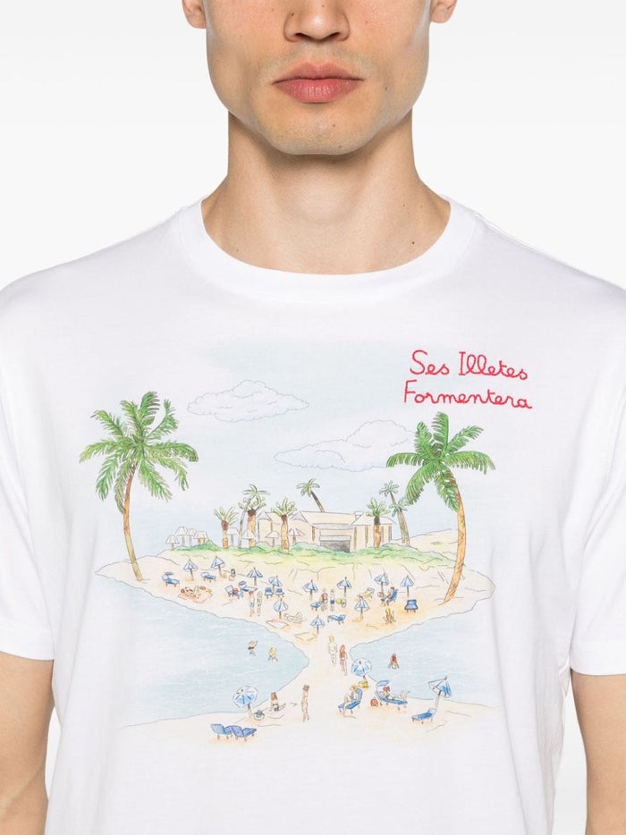 Mc2 Saint Barth Men's White T-shirt Formentera motif 4