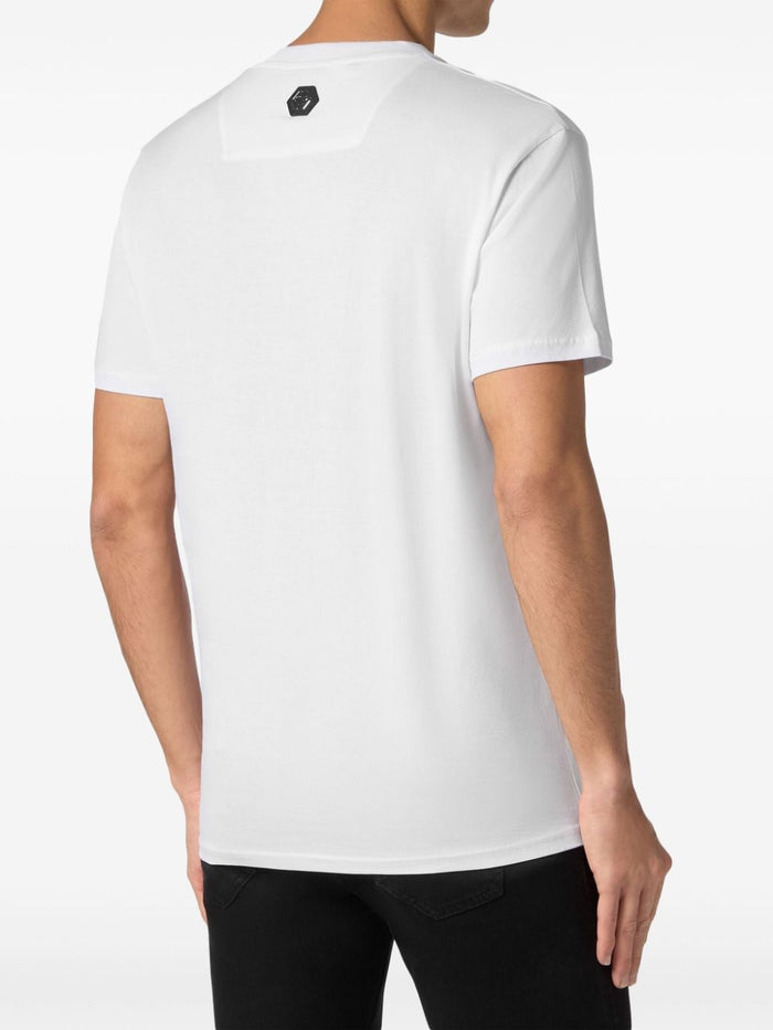 Philipp Plein T-shirt Bianco Uomo Logo Strass 3