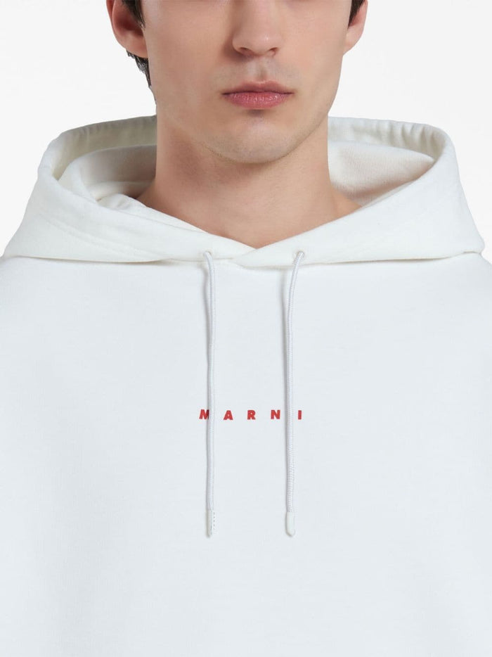 Marni Felpa Bianco Uomo Stampa Micro Logo 4